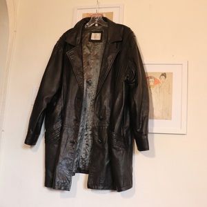 80s vintage black leather jacket unisex